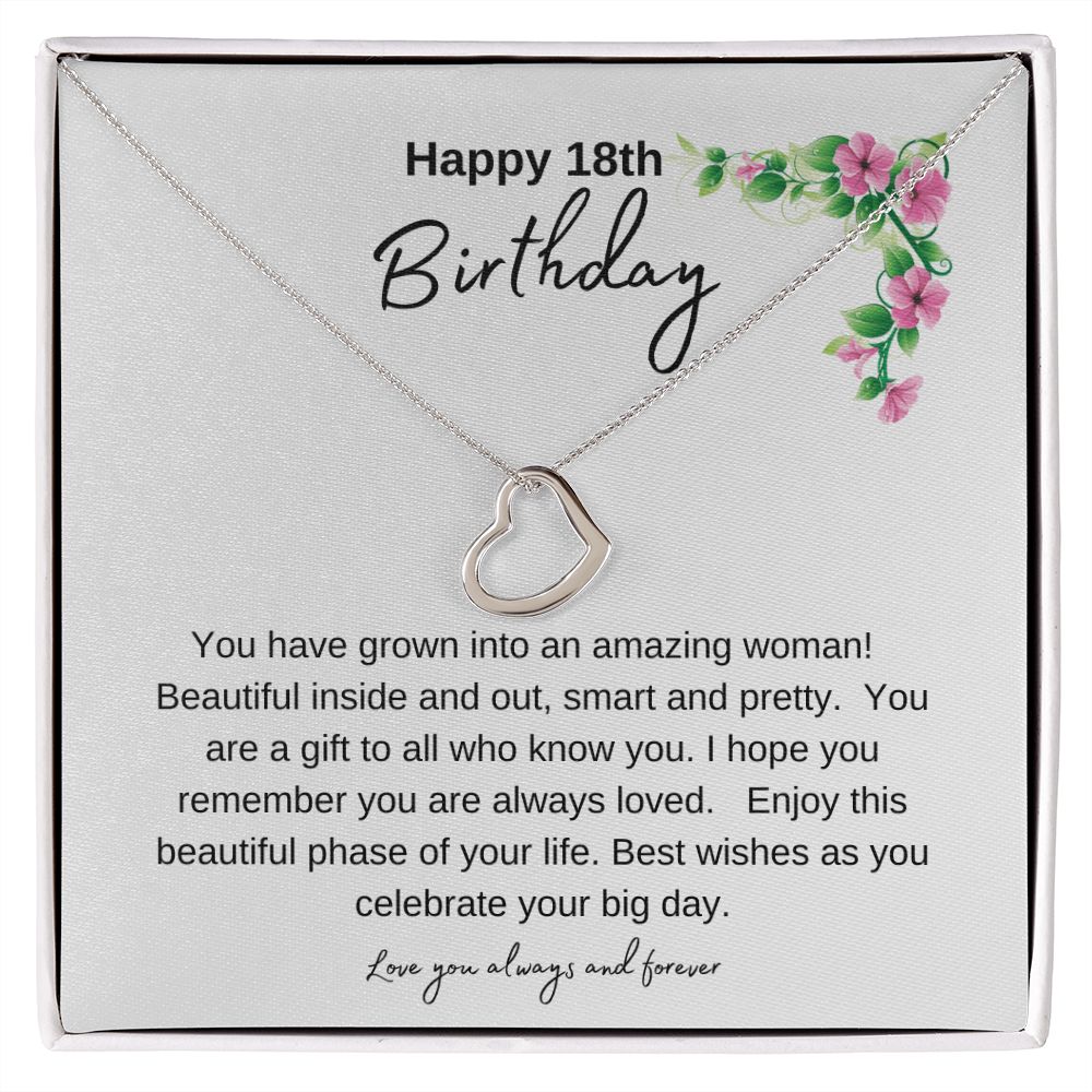 Happy 18th Birthday: Beautiful Delicate Heart Necklace – BlingBlingGifts